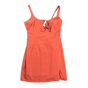 NWT Abercrombie & Fitch Womens Large Red Mini Dress Side Slit Matching Scrunchie